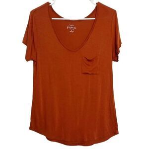 Rue 21 Favorite V Neck Tee Short Sleeve Rust Brown Size Medium